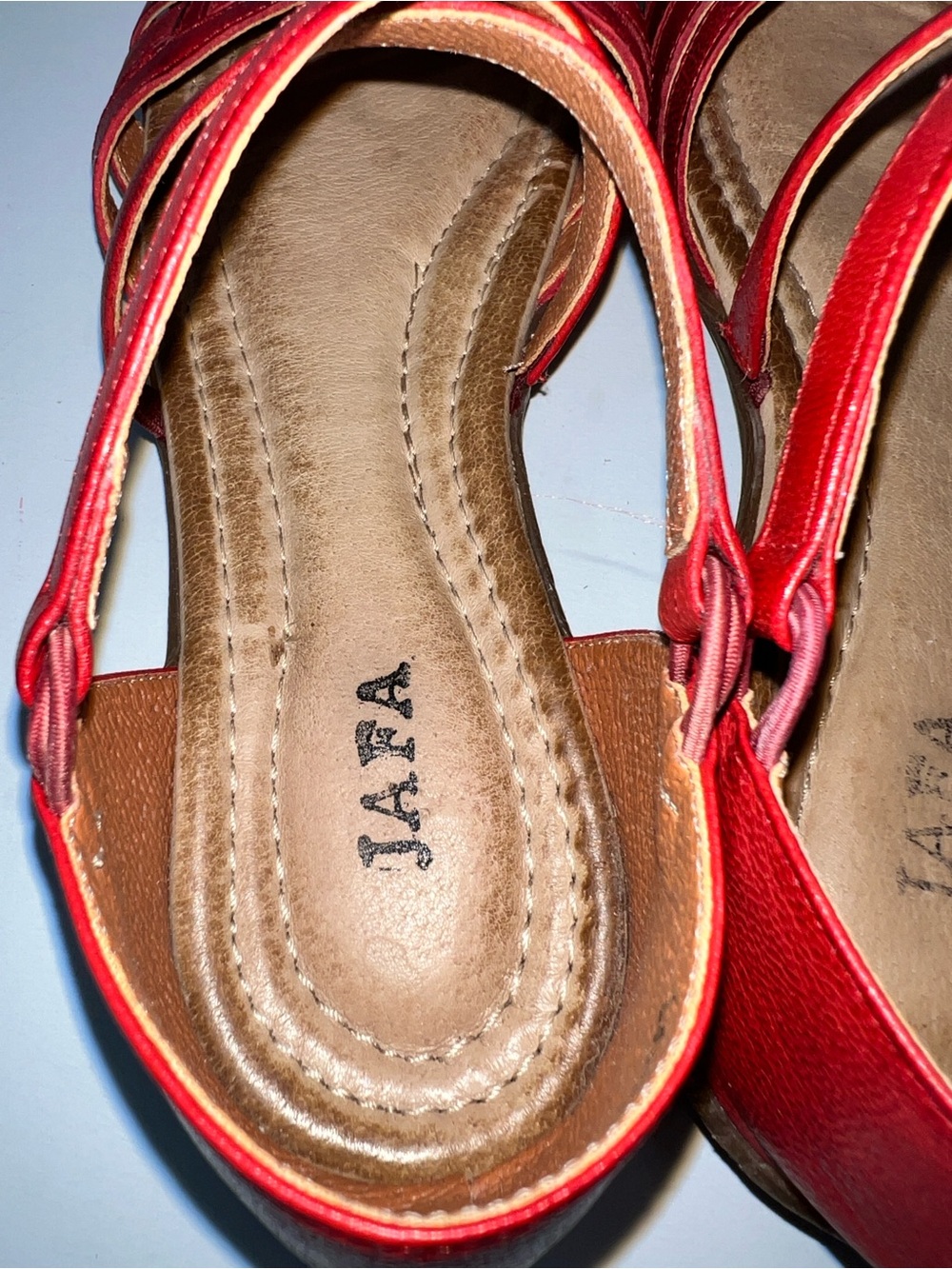 JAFA Red Leather Strappy Caged Flat Sandals Huarache Style Women's Size 39 / 8.5 - Picture 16 of 16